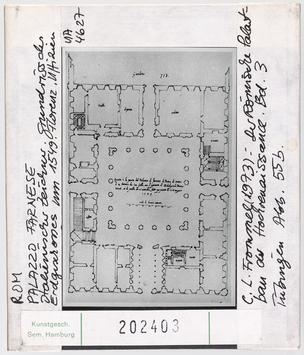 Vorschaubild Rom: Palazzo Farnese, Grundriss des Erdgeschosses um 1549. Florenz Uffizien 